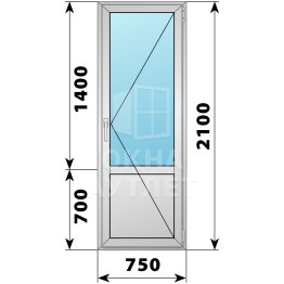 Алюминиевая балконная дверь с глухим низом 750×2100 П ОА-59092