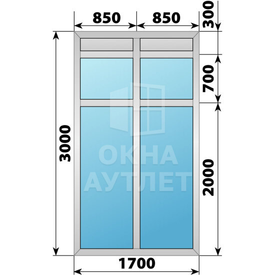 Алюминиевая комбинированная перегородка 1700×3000 ОА-67546