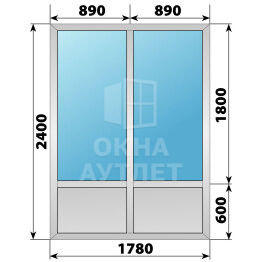Алюминиевая комбинированная перегородка 1780×2400 ОА-67516