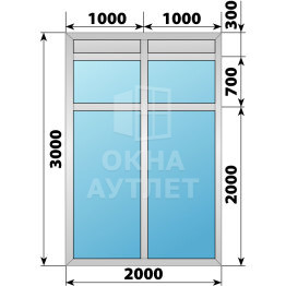 Алюминиевая комбинированная перегородка 2000×3000 ОА-67573