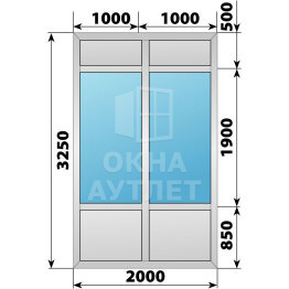 Алюминиевая комбинированная перегородка 2000×3250 ОА-67582
