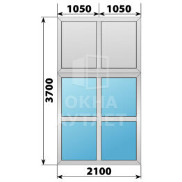 Алюминиевая комбинированная перегородка 2100×3700 ОА-67633