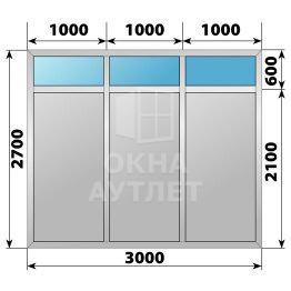 Алюминиевая комбинированная перегородка 3000×2700 ОА-67645