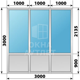 Алюминиевая комбинированная перегородка 3000×3000 №3 ОА-67696