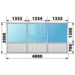 Алюминиевая комбинированная перегородка 4000×2000 ОА-67642