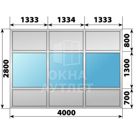 Алюминиевая комбинированная перегородка 4000×2800 №2 ОА-67822