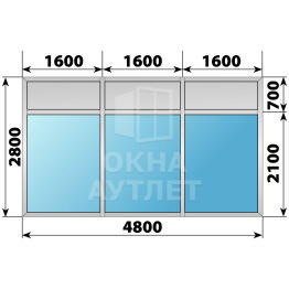 Алюминиевая комбинированная перегородка 4800×2800 ОА-67909