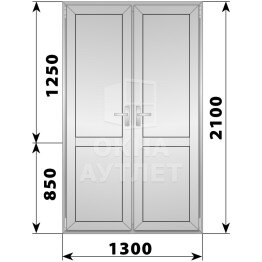 Алюминиевая межкомнатная двухстворчатая глухая дверь 1300×2100 ОА-64987