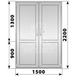 Алюминиевая межкомнатная двухстворчатая глухая дверь 1500×2200 ОА-64345