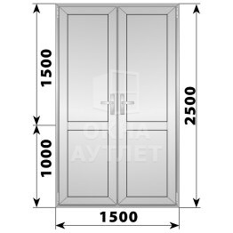Алюминиевая межкомнатная двухстворчатая глухая дверь 1500×2500 ОА-65368