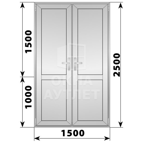 Алюминиевая межкомнатная двухстворчатая глухая дверь 1500×2500 ОА-65368