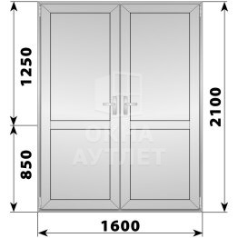 Алюминиевая межкомнатная двухстворчатая глухая дверь 1600×2100 ОА-65143