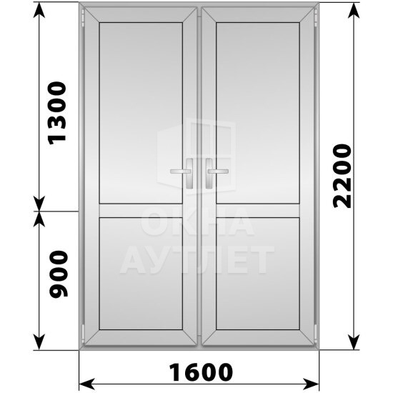 Алюминиевая межкомнатная двухстворчатая глухая дверь 1600×2200 ОА-65215