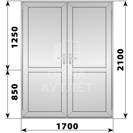Алюминиевая межкомнатная двухстворчатая глухая дверь 1700×2100 ОА-65206