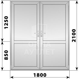 Алюминиевая межкомнатная двухстворчатая глухая дверь 1800×2100 ОА-65254