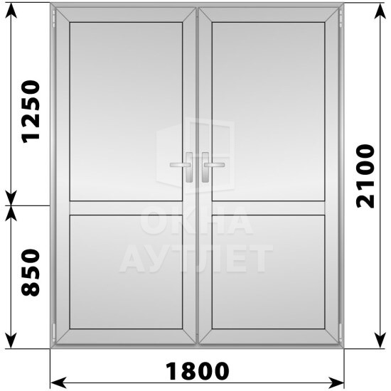 Алюминиевая межкомнатная двухстворчатая глухая дверь 1800×2100 ОА-65254