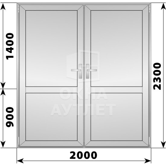 Алюминиевая межкомнатная двухстворчатая глухая дверь 2000×2300 ОА-65431