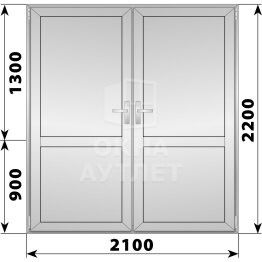 Алюминиевая межкомнатная двухстворчатая глухая дверь 2100×2200 ОА-65422