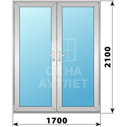 Алюминиевая межкомнатная двухстворчатая остекленная дверь 1700×2100 ОА-64396