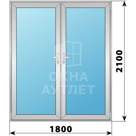 Алюминиевая межкомнатная двухстворчатая остекленная дверь 1800×2100 ОА-65092
