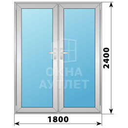 Алюминиевая межкомнатная двухстворчатая остекленная дверь 1800×2400 ОА-65299