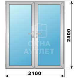 Алюминиевая межкомнатная двухстворчатая остекленная дверь 2100×2400 ОА-65407