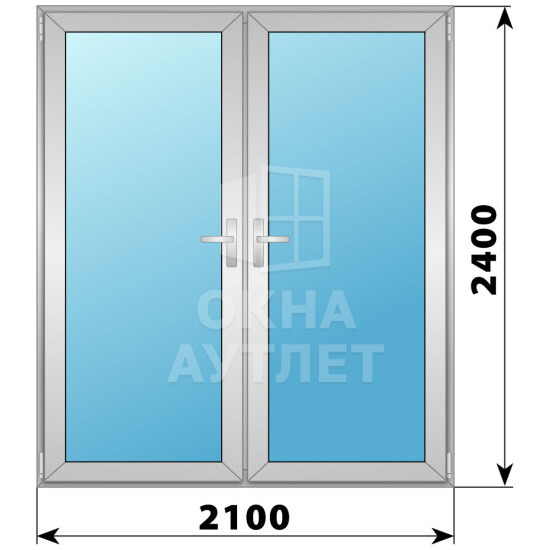 Алюминиевая межкомнатная двухстворчатая остекленная дверь 2100×2400 ОА-65407