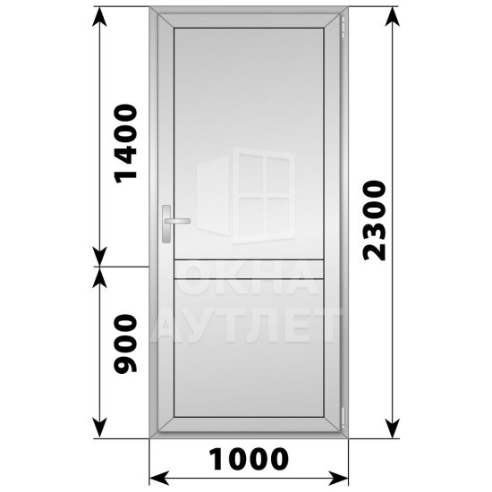 Алюминиевая межкомнатная одностворчатая глухая дверь 1000×2300 ОА-64690
