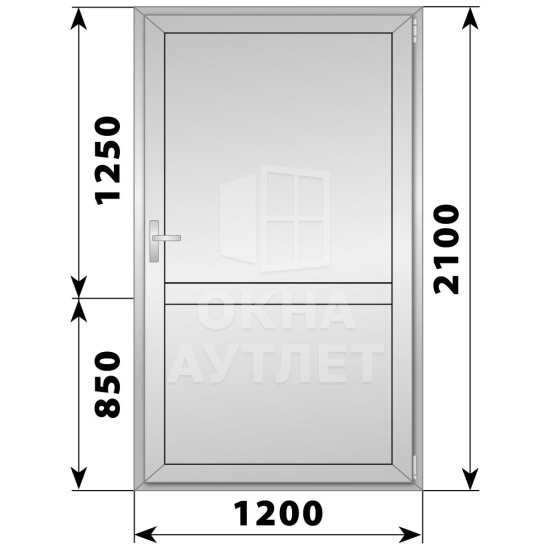 Алюминиевая межкомнатная одностворчатая глухая дверь 1200×2100 ОА-64705
