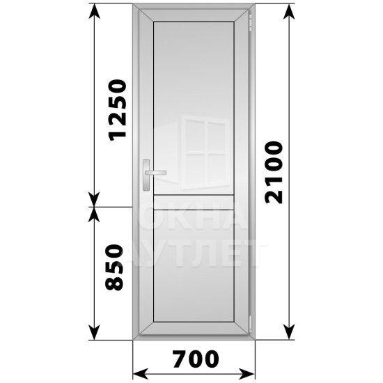 Алюминиевая межкомнатная одностворчатая глухая дверь 700×2100 ОА-64339