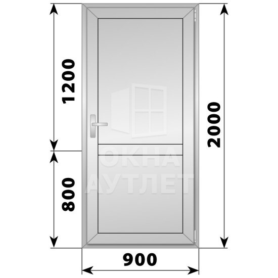 Алюминиевая межкомнатная одностворчатая глухая дверь 900×2000 ОА-64408