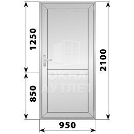 Алюминиевая межкомнатная одностворчатая глухая дверь 950×2100 ОА-64627