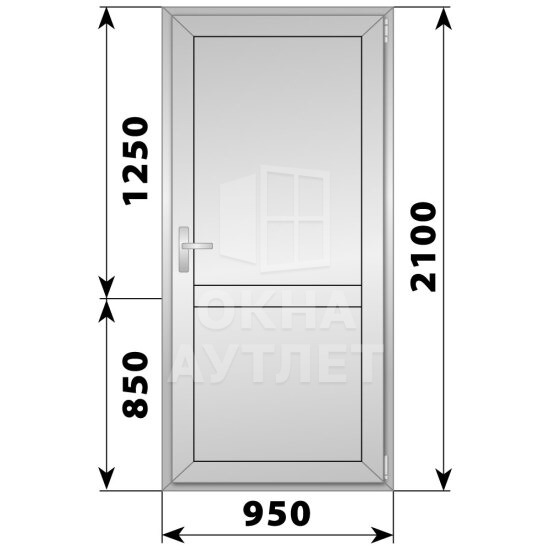 Алюминиевая межкомнатная одностворчатая глухая дверь 950×2100 ОА-64627
