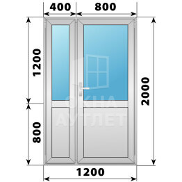 Алюминиевая межкомнатная полуторная дверь со стеклом 1200×2000 ОА-63901