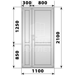 Алюминиевая межкомнатная полуторная глухая дверь 1100×2100 ОА-64849