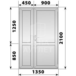 Алюминиевая межкомнатная полуторная глухая дверь 1350×2100 ОА-63940