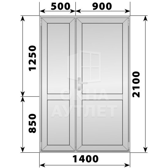 Алюминиевая межкомнатная полуторная глухая дверь 1400×2100 ОА-65038