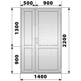 Алюминиевая межкомнатная полуторная глухая дверь 1400×2200 ОА-65113