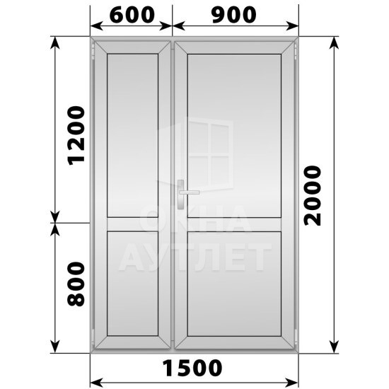 Алюминиевая межкомнатная полуторная глухая дверь 1500×2000 ОА-65017