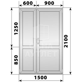 Алюминиевая межкомнатная полуторная глухая дверь 1500×2100 ОА-64348