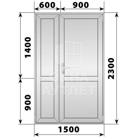 Алюминиевая межкомнатная полуторная глухая дверь 1500×2300 ОА-65236