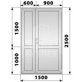 Алюминиевая межкомнатная полуторная глухая дверь 1500×2500 ОА-65371