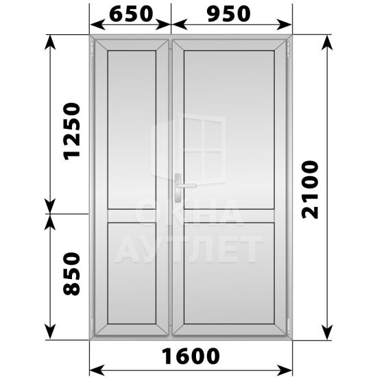 Алюминиевая межкомнатная полуторная глухая дверь 1600×2100 ОА-65149