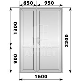 Алюминиевая межкомнатная полуторная глухая дверь 1600×2200 ОА-65221