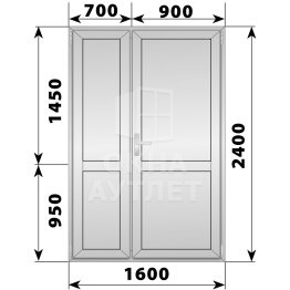 Алюминиевая межкомнатная полуторная глухая дверь 1600×2400 ОА-64297