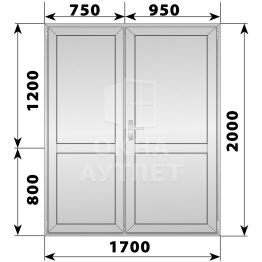 Алюминиевая межкомнатная полуторная глухая дверь 1700×2000 ОА-65137