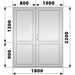 Алюминиевая межкомнатная полуторная глухая дверь 1800×2200 ОА-65347