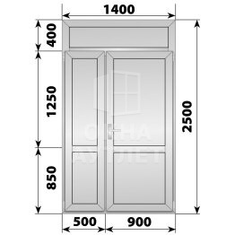 Алюминиевая межкомнатная полуторная глухая дверь с фрамугой 1400×2500 ОА-64981