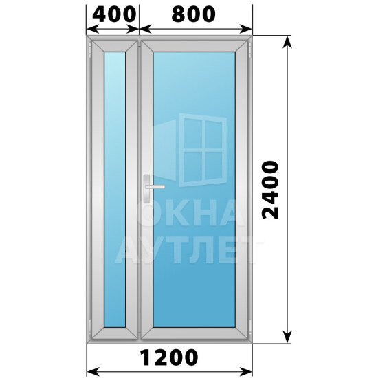 Алюминиевая межкомнатная полуторная остекленная дверь 1200×2400 ОА-64930