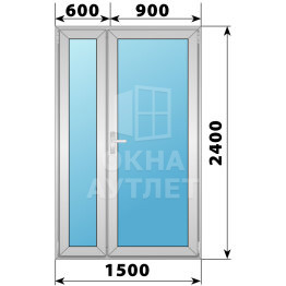 Алюминиевая межкомнатная полуторная остекленная дверь 1500×2400 ОА-64306
